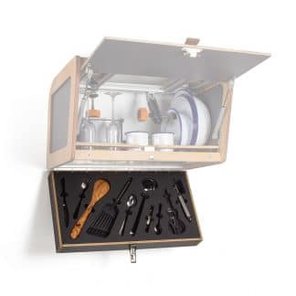 Cutlery tray under wall cabinet