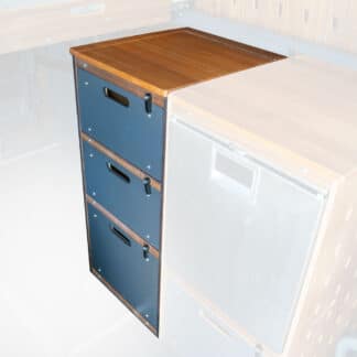 Storage cabinet with drawers under pullout bed