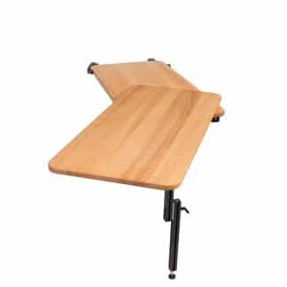 Folding table with double swivelling top
