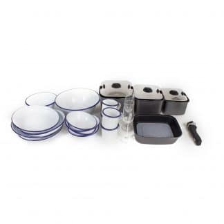 Tableware set as insert in wall cabinet